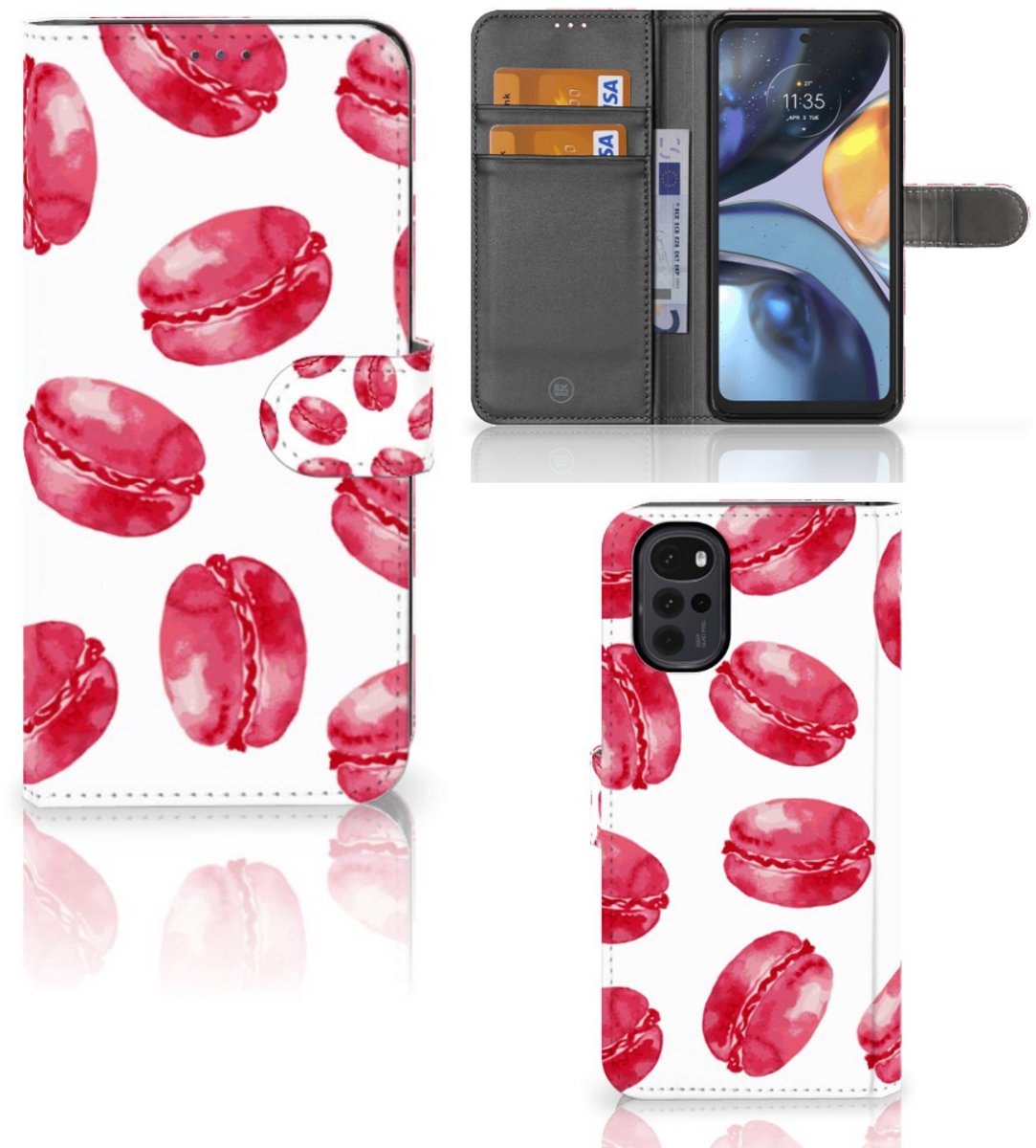 Motorola Moto G22 Book Cover Pink Macarons