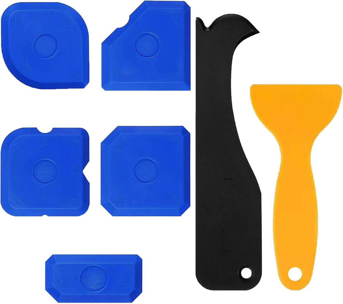 Voegengereedschap Set - 6 Stuks Kunststof Trekker en Voegenspatel voor Perfecte Siliconen en Acryl Voegen