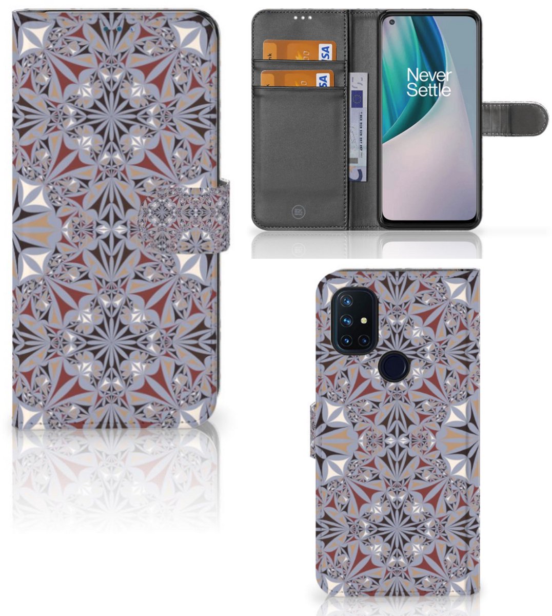 OnePlus Nord N10 Bookcase Flower Tiles
