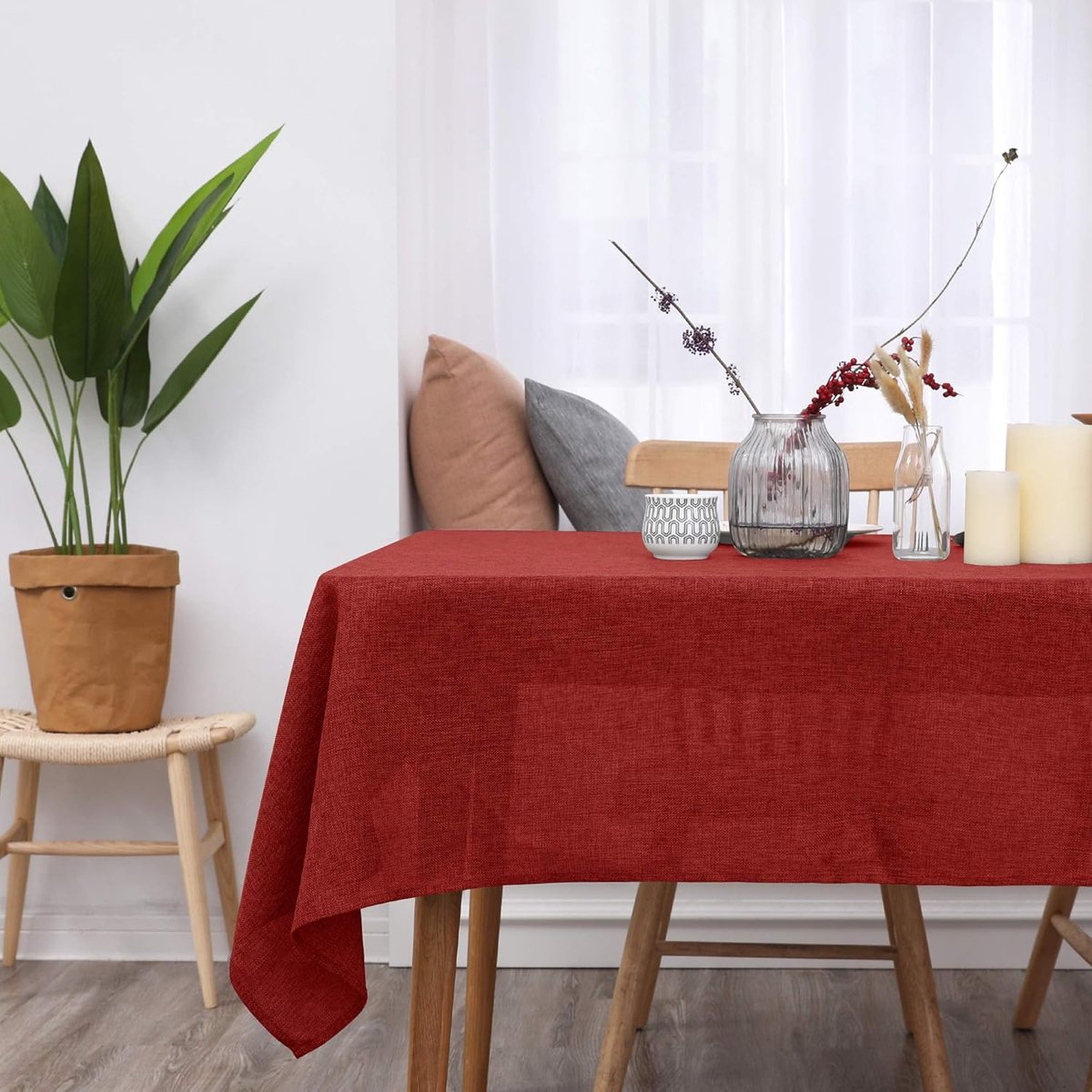 Waterproof Christmas Tablecloth Red Rectangular 140x240cm