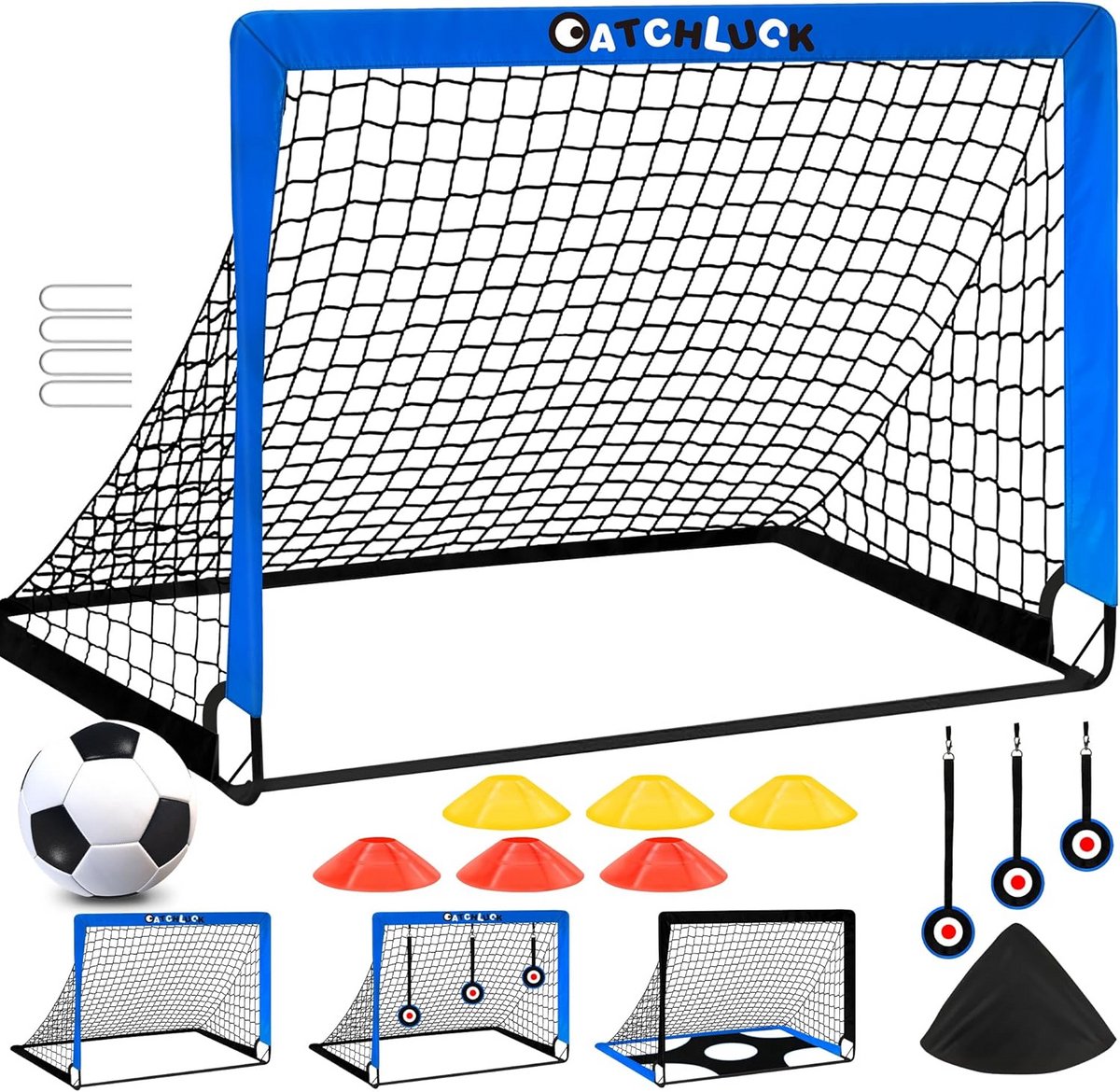 Voetbal Doelpalen voor Kinderen - 5 in 1 Draagbaar en Opvouwbaar Kindervoetbalnet voor Binnen en Buiten met Draagtas