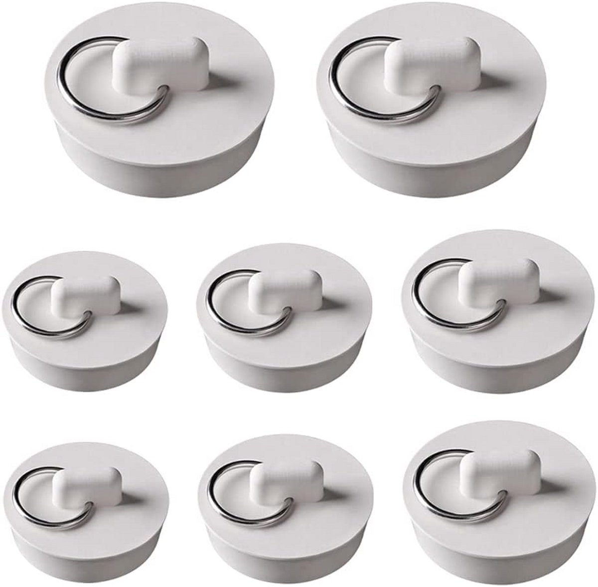 8 Stuks Universele Badstop Set - Rubberen Afvoerstop Keuken en Bad