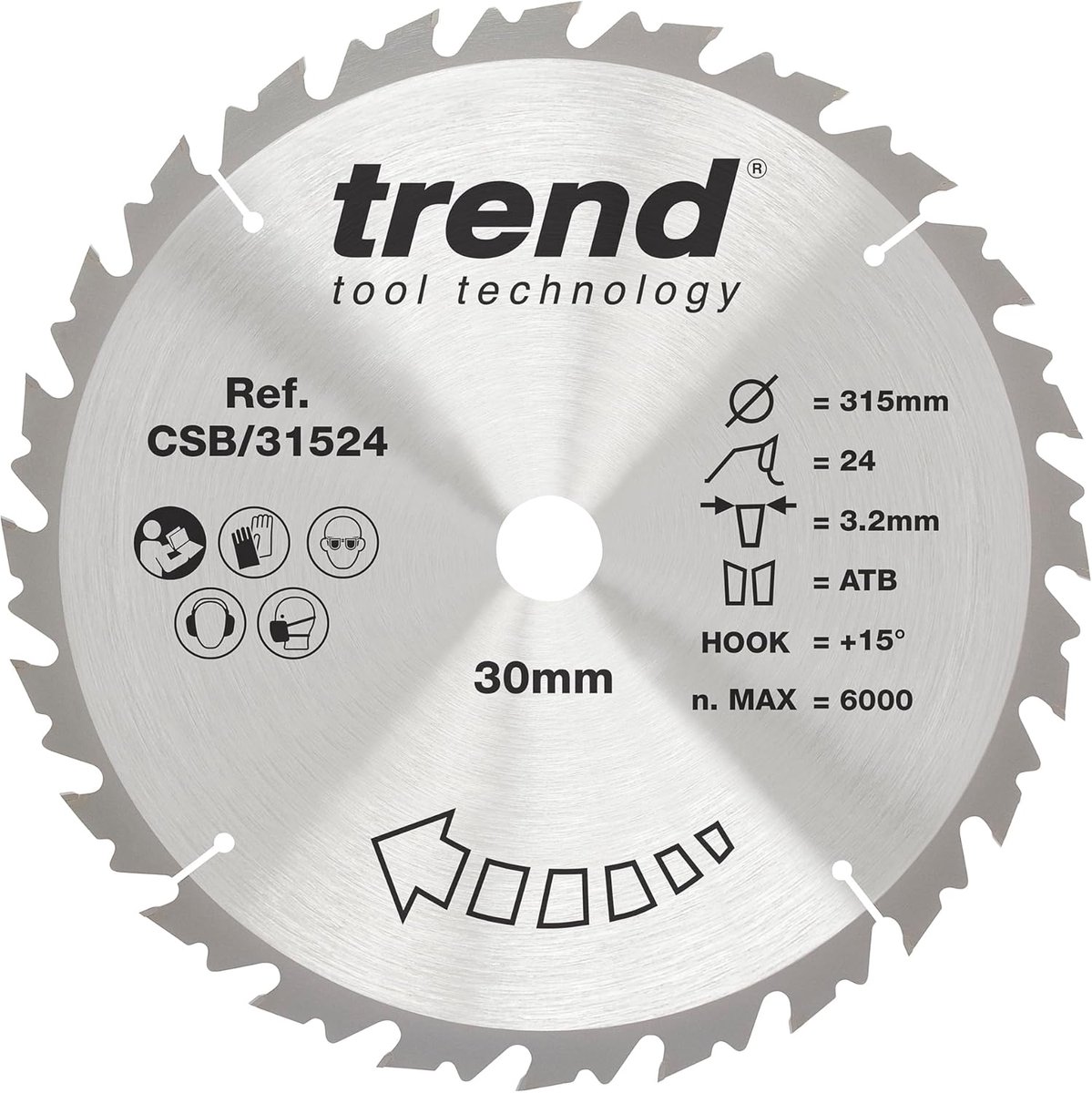 Zaagblad 315 mm met 24 tanden en 30 mm asgat - Tungsten Carbide Tipped