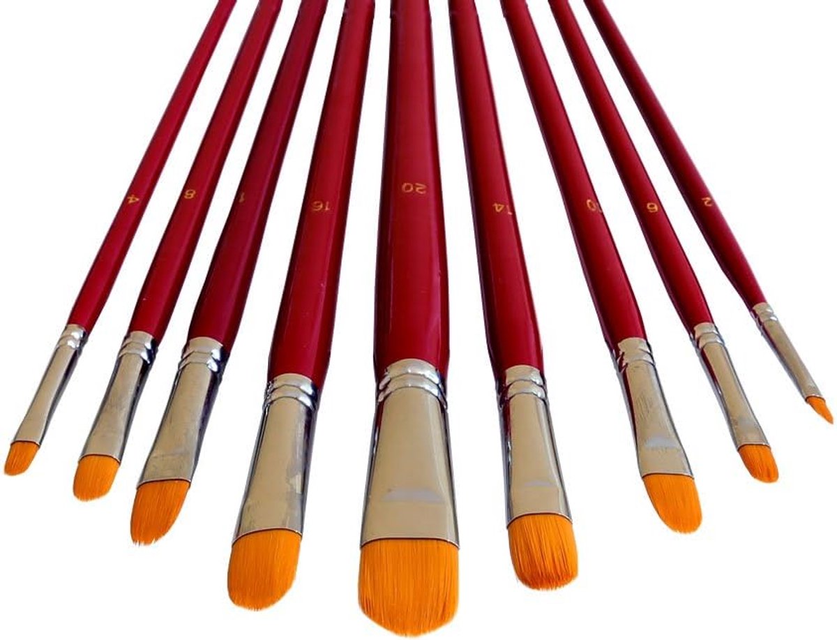 Set van 9 kunstenaarskwasten voor acryl en aquarel