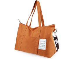 SCANDIHOME Opvouwbare reistas, handbagagetas voor dames en heren, 55 liter, waterdichte weekendtas, zwemtas, sporttas, fitnessstudio, trainingstas, bruin, 51 cm (L) x 20 cm (W) x 35 cm (H)