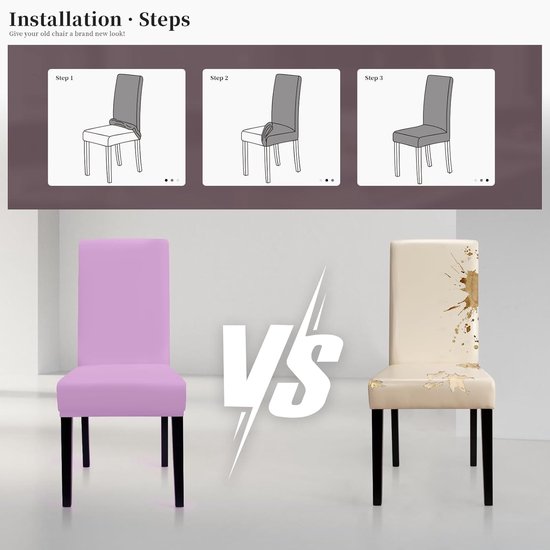 Universele Eetstoelhoezen Set van 4 - Stretch en Wasbaar voor Moderne Stoelen van Merkloos — afbeelding 3