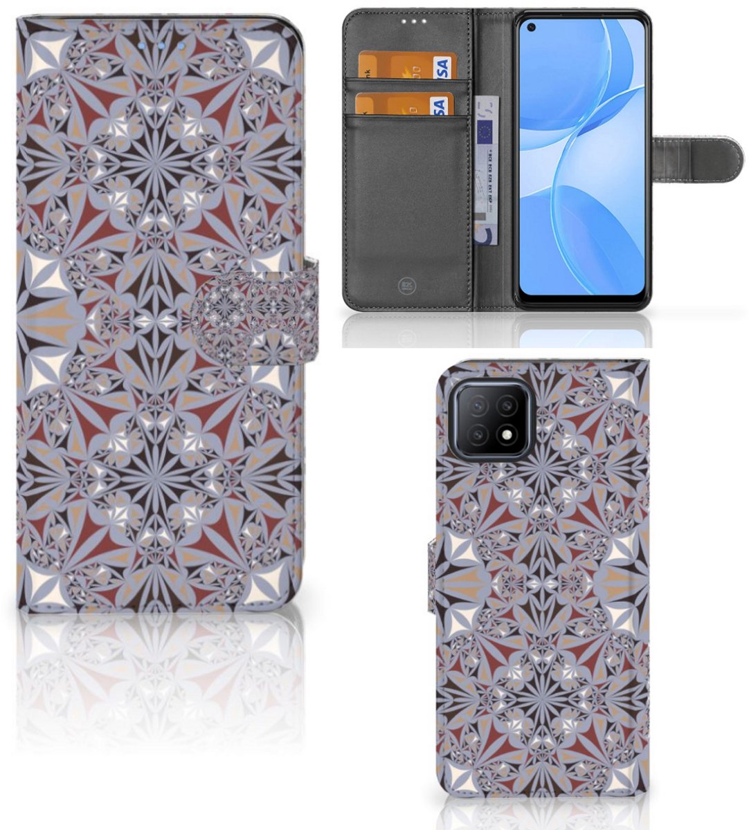 OPPO A73 5G Bookcase Flower Tiles