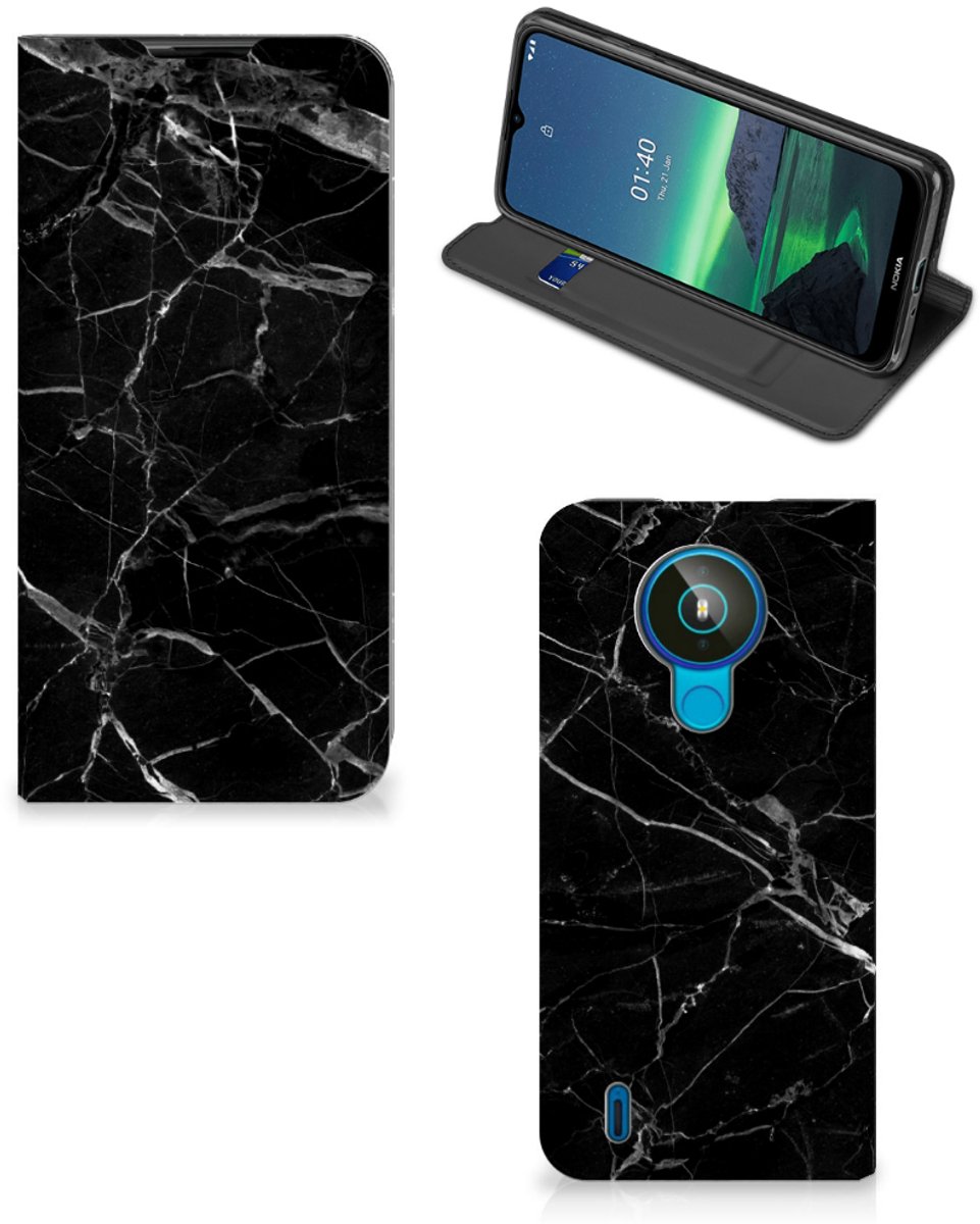 Nokia 1.4 Standcase Marmer Zwart - Origineel Cadeau Vader