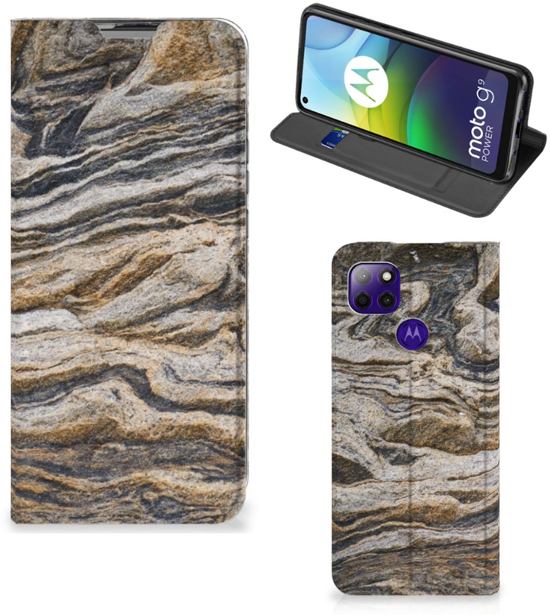 Motorola Moto G9 Power Standcase Steen