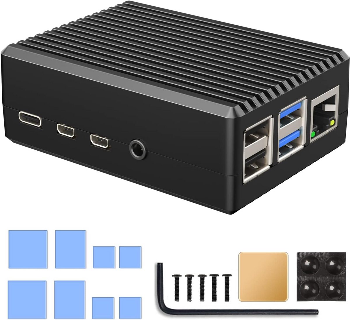 Aluminium Behuizing voor Raspberry Pi 4 - Passieve Koeling, Compatibel met Model B 8GB/4GB/2GB