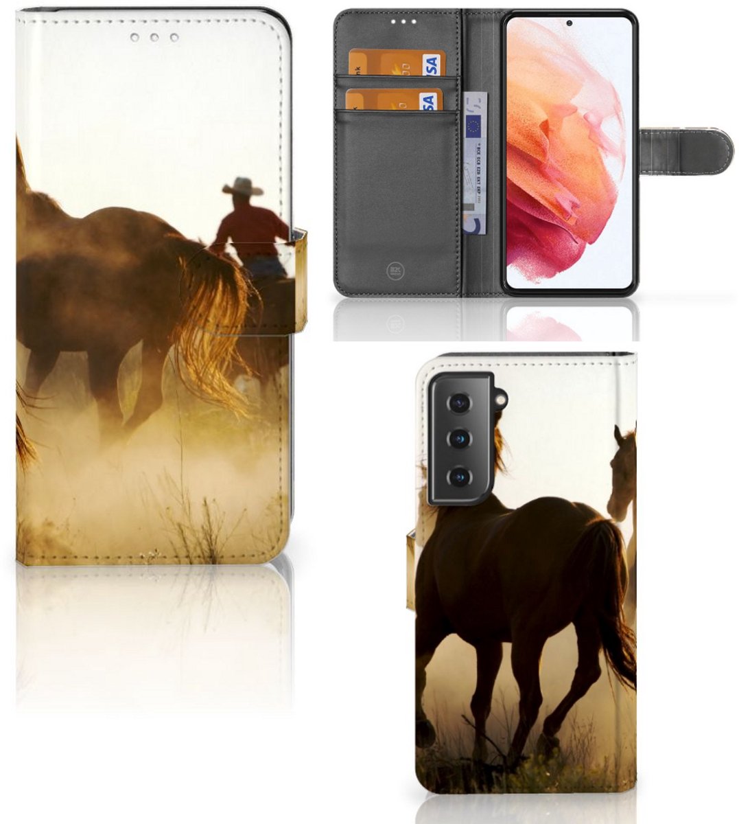 Samsung Galaxy S21 Telefoonhoesje met Pasjes Design Cowboy