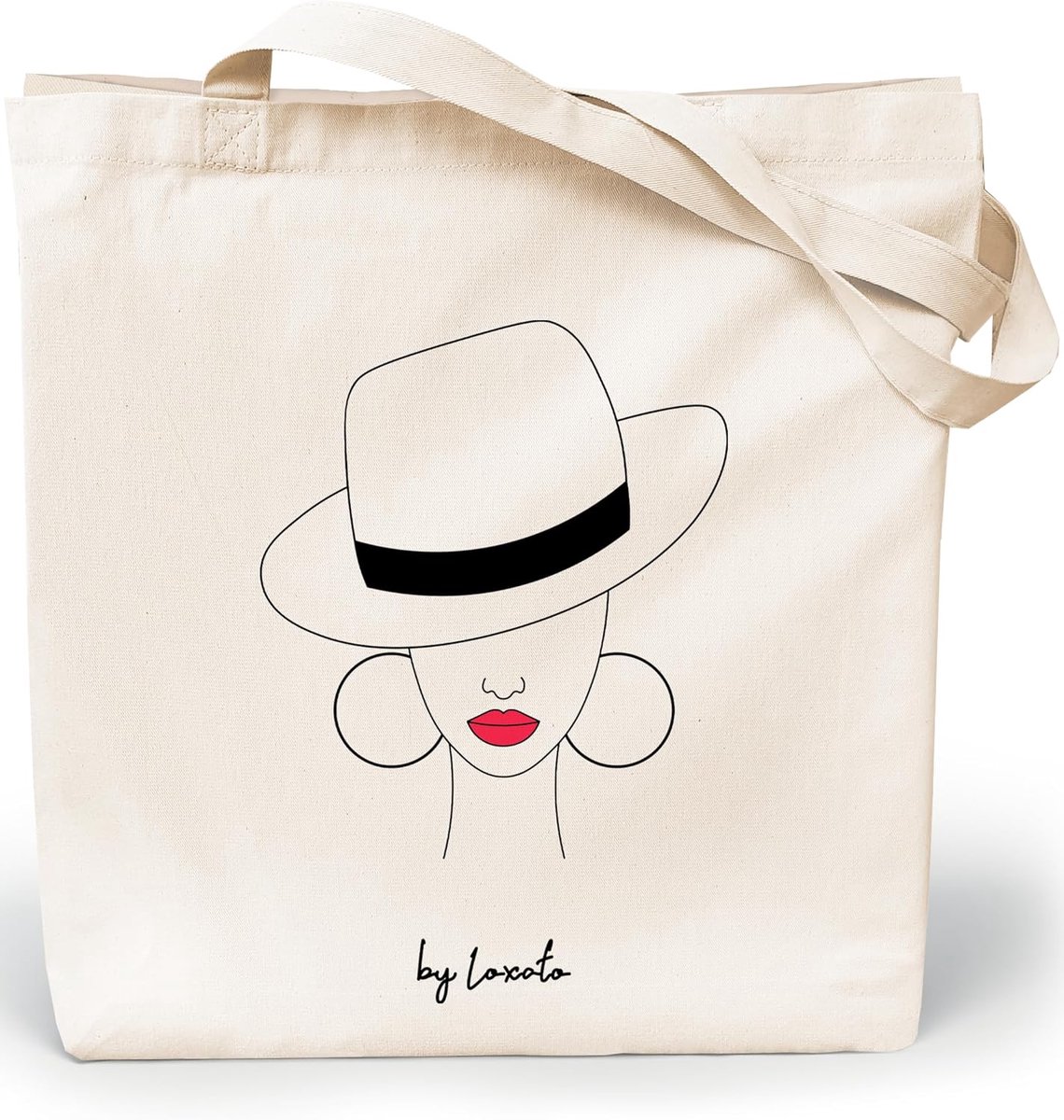 Stoffen tas voor dames, herbruikbare schoudertas van 100% katoen met brede handgrepen