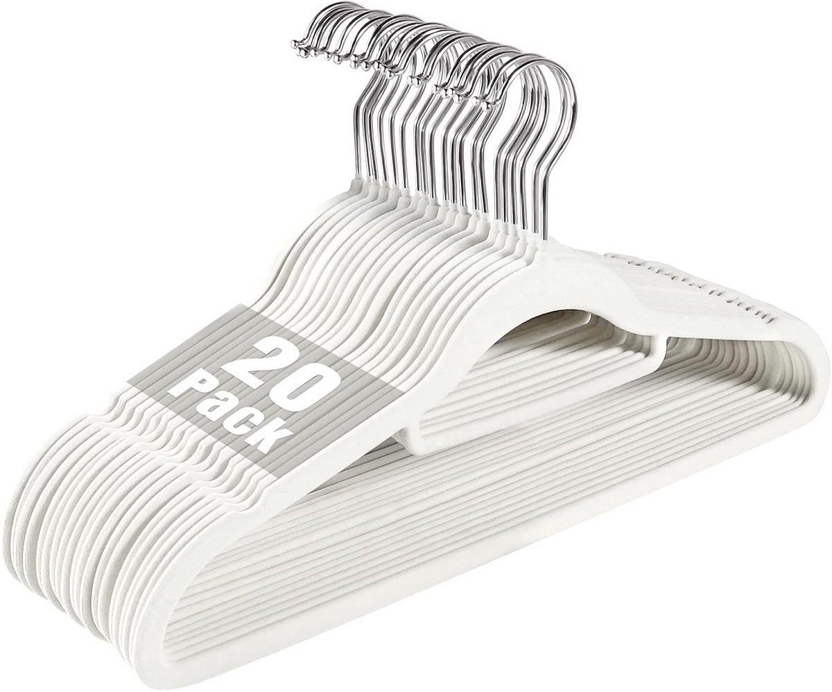 Antislip Fluwelen Kledinghangers - Ruimtebesparende Hangers met Draaibare Haak (20 Stuks)