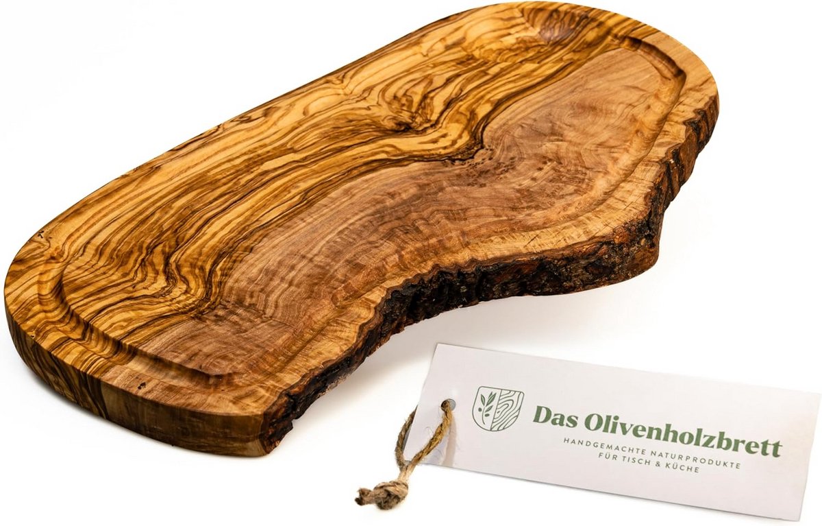 Olijfhouten snijplank met sapgoot - Natuurlijke serveerplank van 40-44 cm