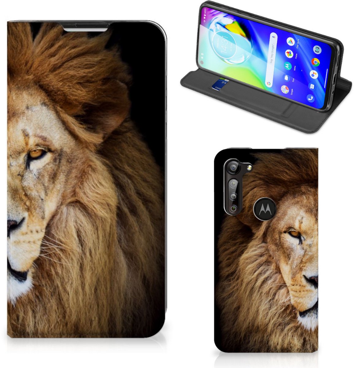 Book Case voor Motorola Moto G8 Power Hoesje maken Leeuw
