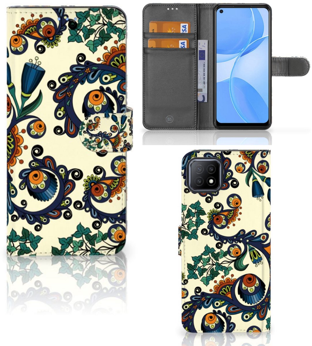 Wallet Case OPPO A73 5G Barok Flower