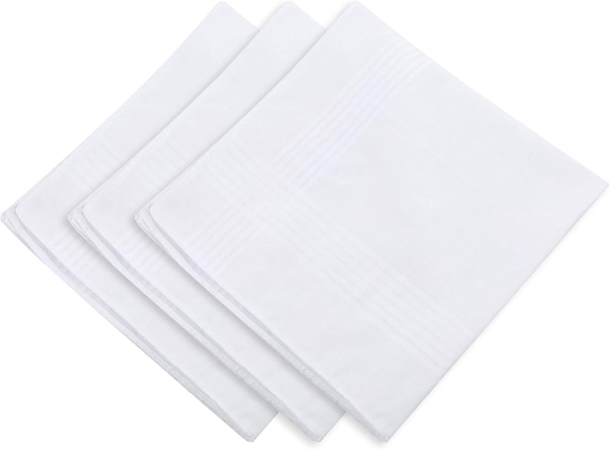 Witte zakdoeken voor heren - Biologisch katoen - 40 x 40 cm - Set van 3