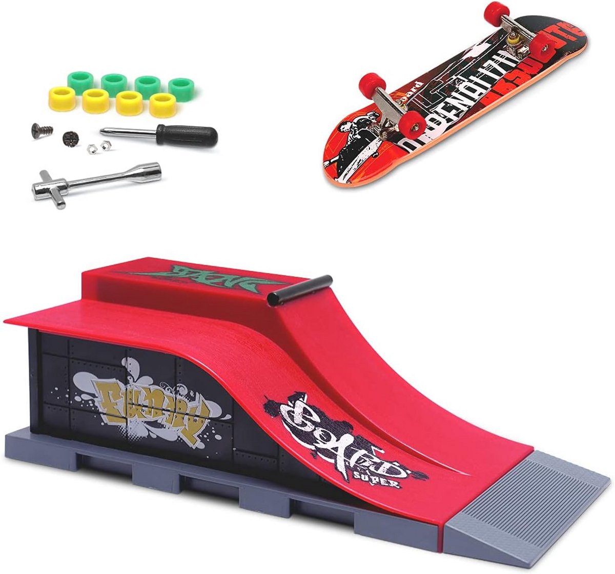 Skatepark set met Mini Finger Skateboard Speelgoed voor jongeren Groen