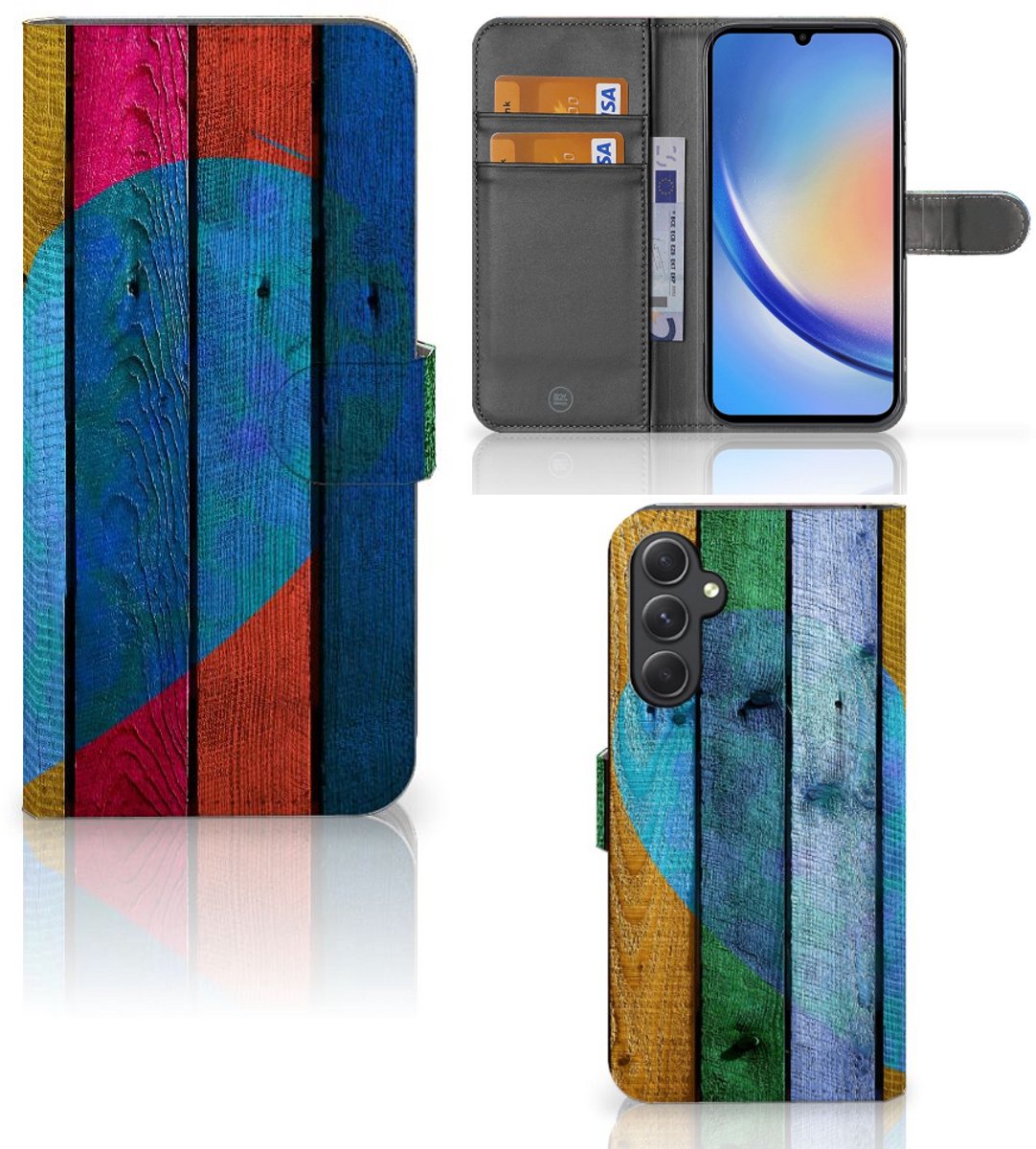 Samsung Galaxy A24 4G Book Style Case Wood Heart - Cadeau voor je Vriend