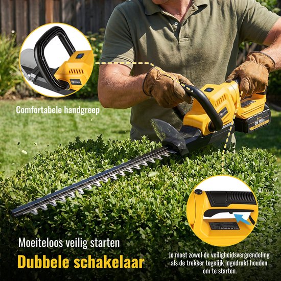 CONENTOOL Accu Heggenschaar 52,5 cm - Met LED-Batterij-indicator, 2x 4.0Ah Accu, Lader - Lichtgewicht van Merkloos	 — afbeelding 5