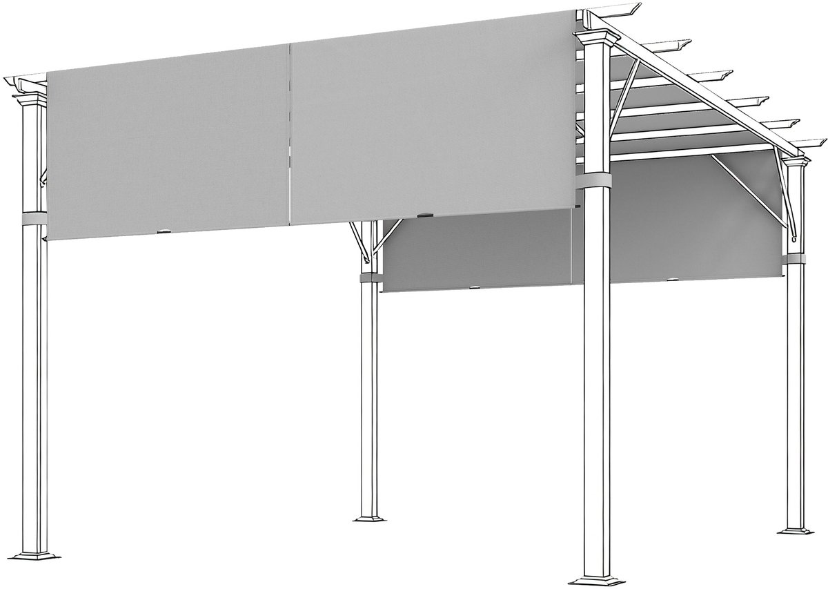 Killogood Vervangend dak voor pergola met UV-bescherming - zonnetent voor terrasoverkapping voor 3 x 3 m tuinhuis - lichtgrijs