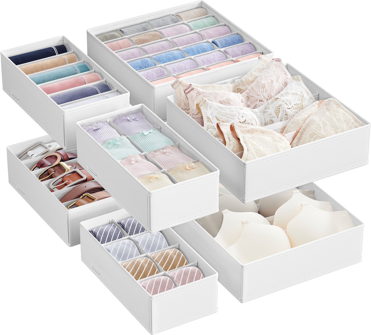 SONGMICS - Lade Organizer - Ondergoed Organizer 8-delig - Opvouwbare Ladeverdeler - BH's Sokken Stropdassen