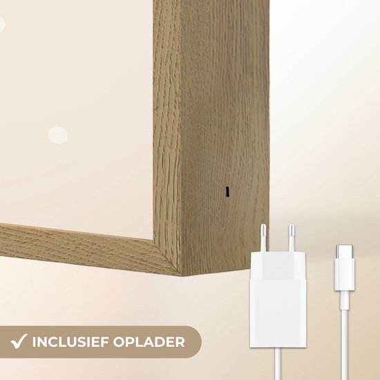 Nachtlampje 60x40 cm - Kinder lamp - Hond - Pup - Beige - Stippen - Tafellamp kinderkamer draadloos - Slaapkamer lampje - Bedlamp kinderen - Kinderlampje - Wandlamp babykamer - Nachtlampjes van OnlyWow — afbeelding 5