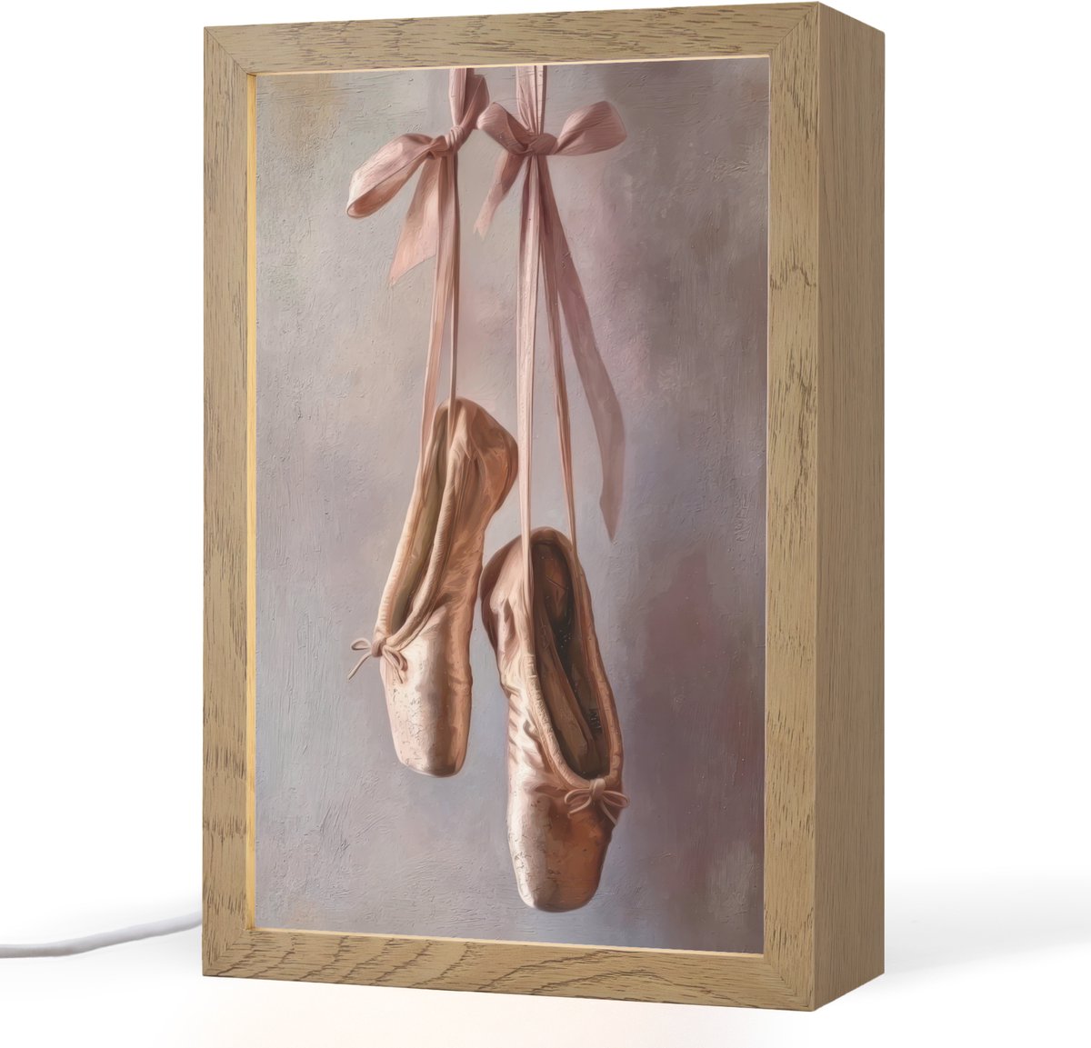 Tafellamp 20x30 cm - LED lamp - Balletschoenen - Satijn - Aardetinten - Decoratieve tafellampen - Dimbaar - Tafellampje slaapkamer - Woonkamer binnen