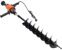 Elektrische Grondboor - Bodem Boormachine - Planten Palen Plaatsen - Krachtige Koperen Motor - 120mm Diameter 80cm Diep - Oranje Zwart