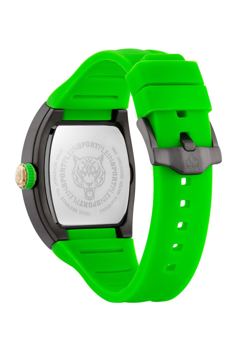 Plein Sport Stormbreaker Multifunctioneel Horloge Groen Kast: 100% Gerecycled Roestvrij Staal| Armband: Siliconen 52 mm PSSGA0126, PSSGA0226, PSSGA0326, PSSGA0426, PSSGA0526, PSSGA0626
