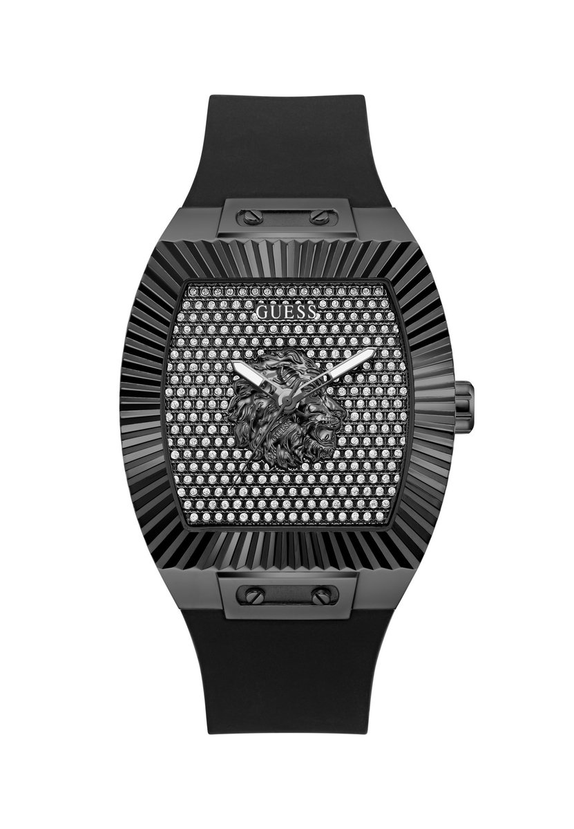 Guess Phoenix Quartz Analoog Horloge Zwart Kast: 100% Roestvrij Staal | Armband: 100% Siliconen 43 mm GW1066G2, GW1066G3