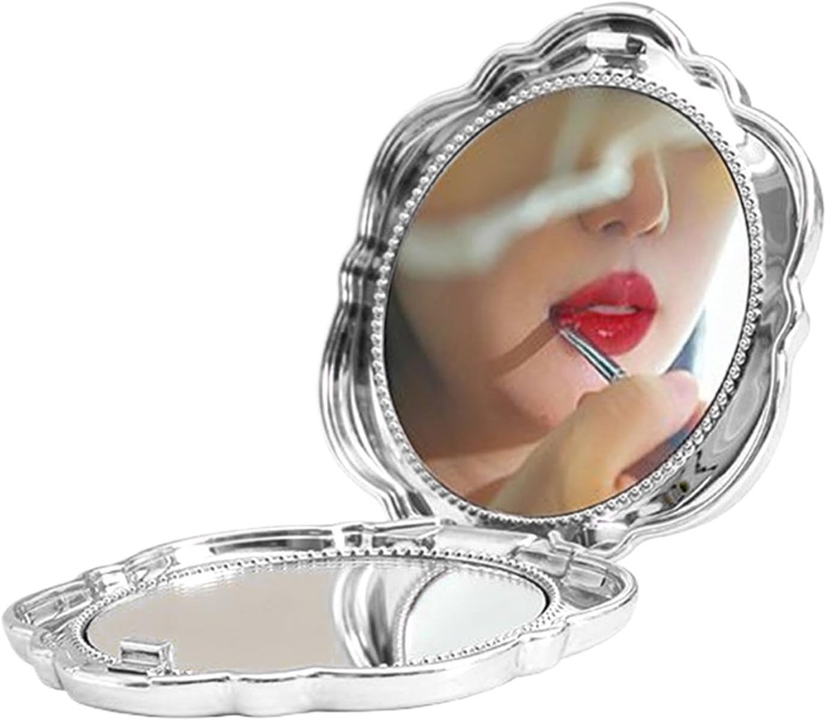 Opvouwbare Spiegel - In Bloemvorm En Met Dubbelzijdig Voor Handgebruik,Vergrotende Minicameraspiegel,voor Dames Makeup Vanity en Schoonheid Zak
