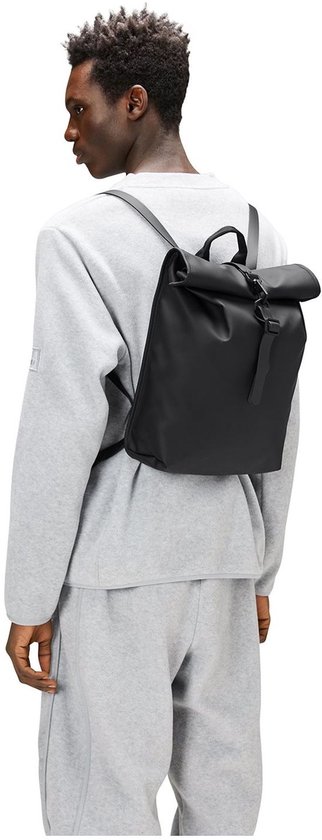 Rains Rolltop Mini W3 Unisex Rugzak - Zwart