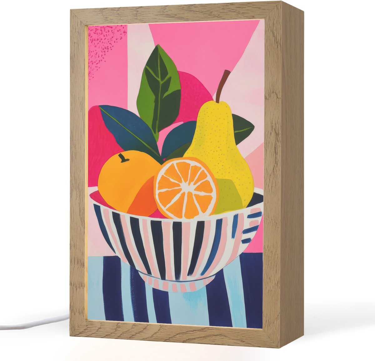 Tafellamp 20x30 cm - LED lamp - Fruit - Abstracte achtergrond - Roze - Decoratieve tafellampen - Dimbaar - Tafellampje slaapkamer - Woonkamer binnen