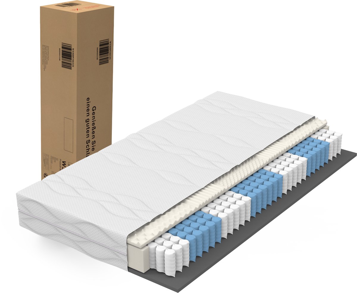 Matras-120x200cm--20cm dik-H3 Gemiddelde Hardheid-7 zone-Pocketveringmatras-Comfort