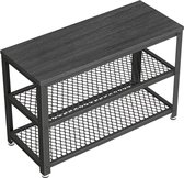 VASAGLE - Schoenenrek - Schoenenbank met 2 Roosterplanken - Opbergrek voor Schoenen - Voor Hal Woonkamer