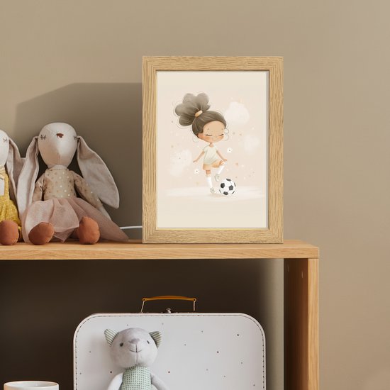 Nachtlampje 15x20 cm - Kinder lampje - Meisje - Voetbal - Beige - Tafellamp kinderkamer - Slaapkamer lamp - Bedlamp kinderen - Kinderlampje stopcontact - Wandlamp babykamer - Nachtlampjes van Merkloos — afbeelding 3