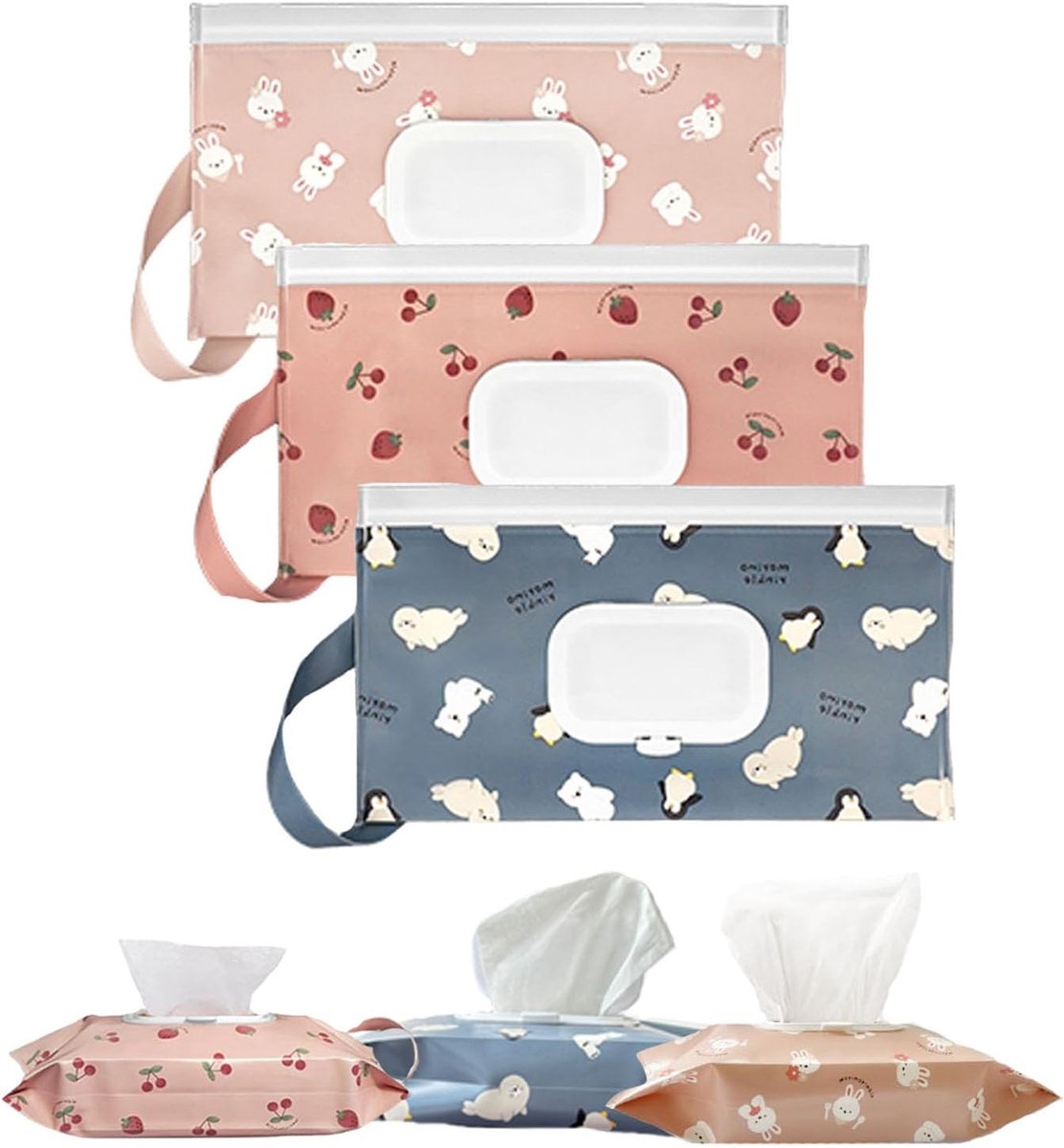 Vochtige Doek Dispenser - Draagbare Doekhouder - Reizen Baby - Herbruikbaar Navulbaar - 23x14x4 cm - Zomer Zee