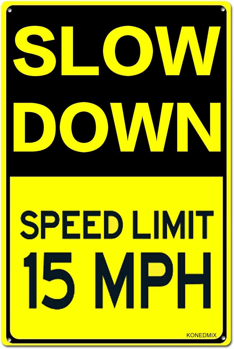Verkeersbord Vertragen Snelheidslimiet 15 MPH Metalen Bord voor Buitenmontage