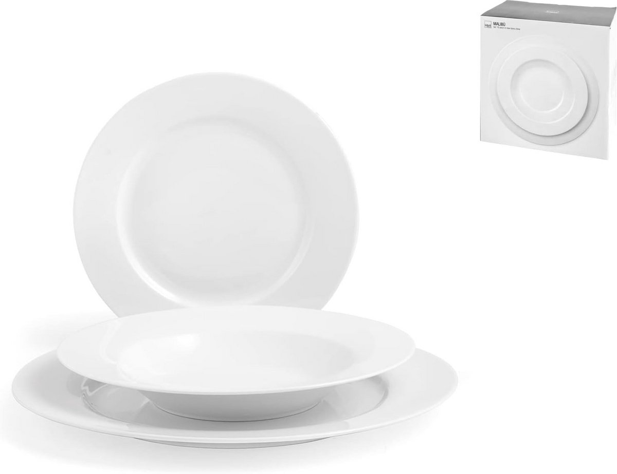 Servies Set 18 Delig Modern Ivoor Wit Porselein
