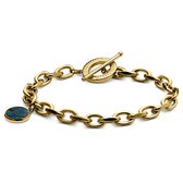 Atlas | Goudkleurige Stalen Bedelarmband van Azuurmalachiet