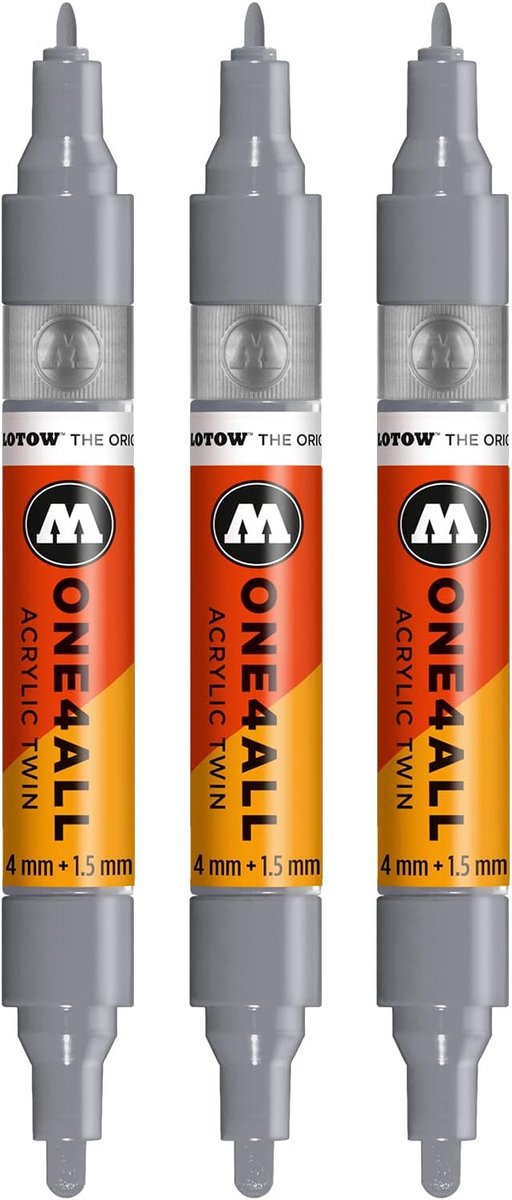 Acryl Twin Marker Set 3 Stuks in Pastel Grijs met Dubbele Punt voor Kunst en Grafische Projecten