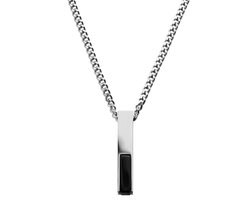 Cruz | Ketting van Zilverkleurig Roestvrij Staal en Zwarte Onyx