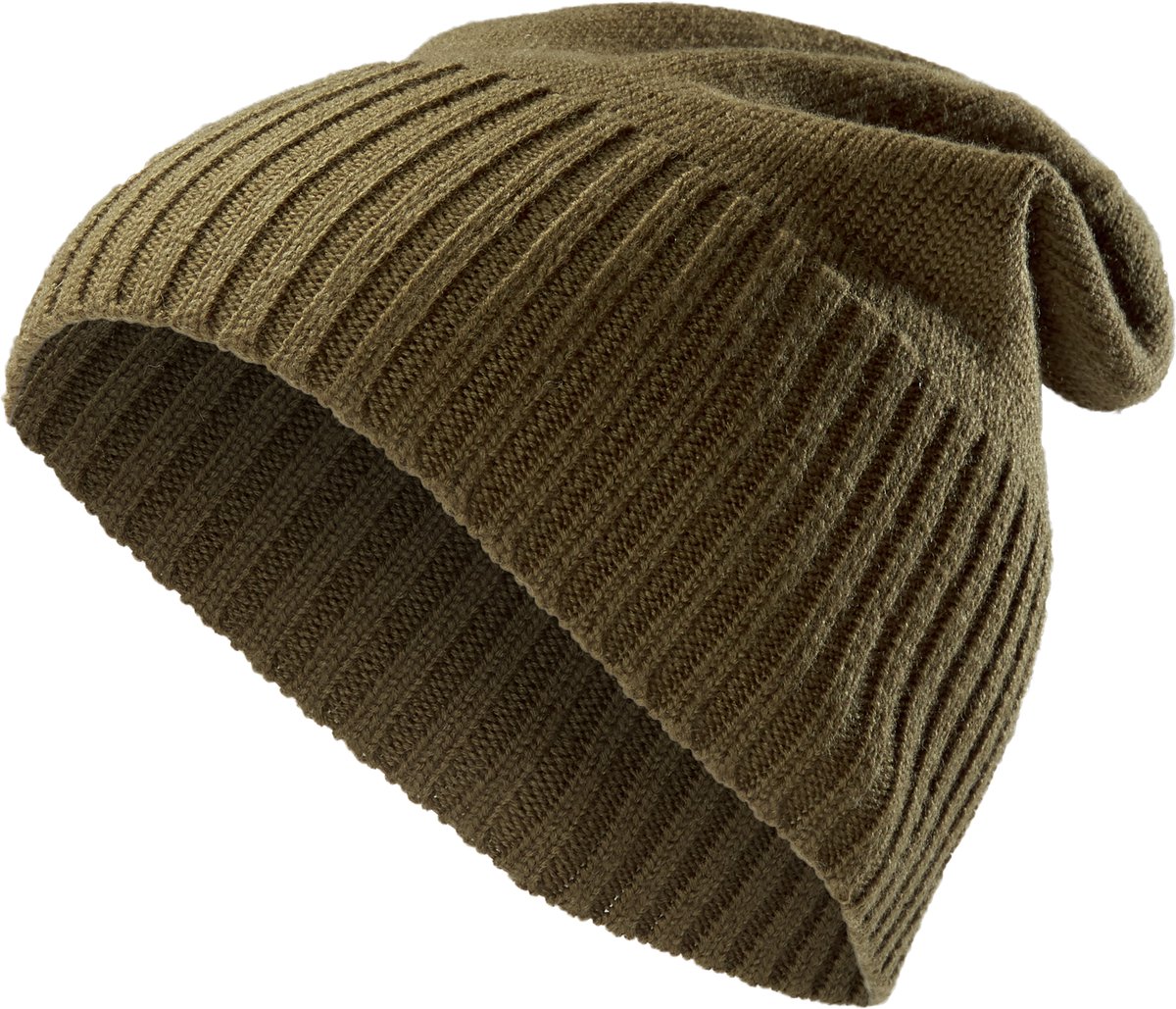Kaleb Olijfgroene Merino Kane Beanie
