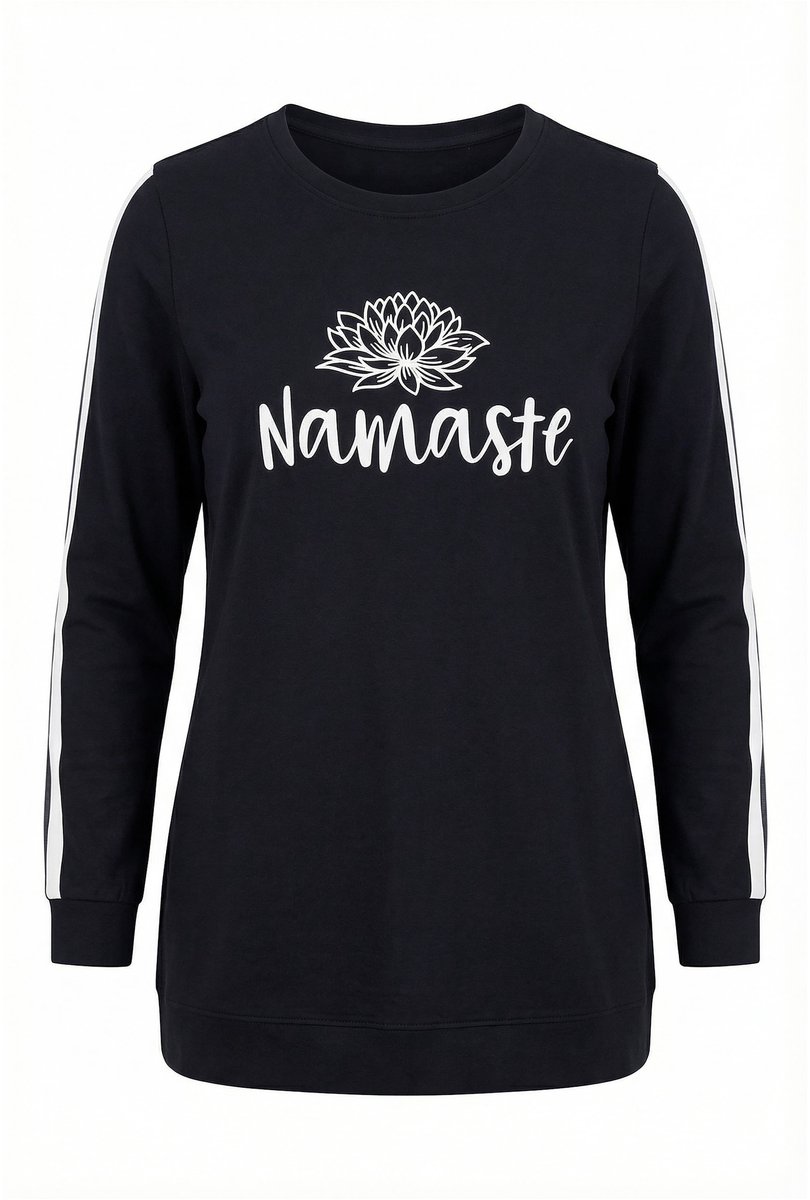 Angel of Style - Dames - Sweatshirt Comfort Fit Namasté-motief - Zwart - Maat 42