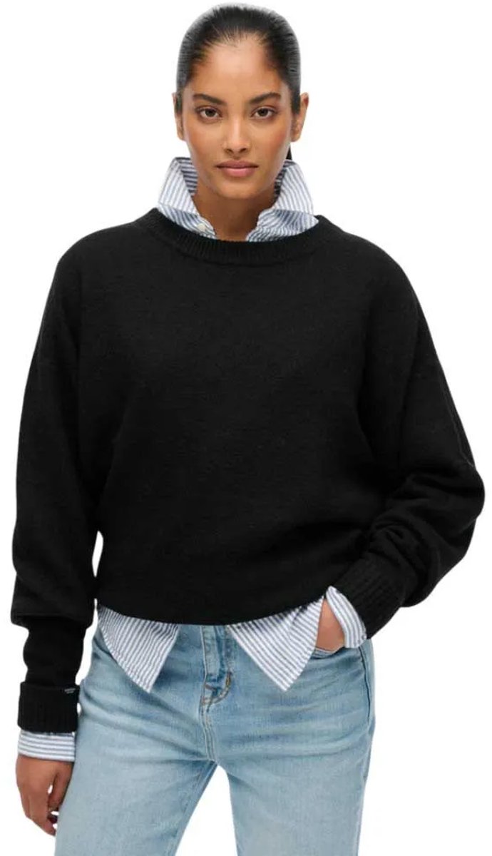 Superdry Slouchy Ronde Hals Trui Dames Sweaters Zwart