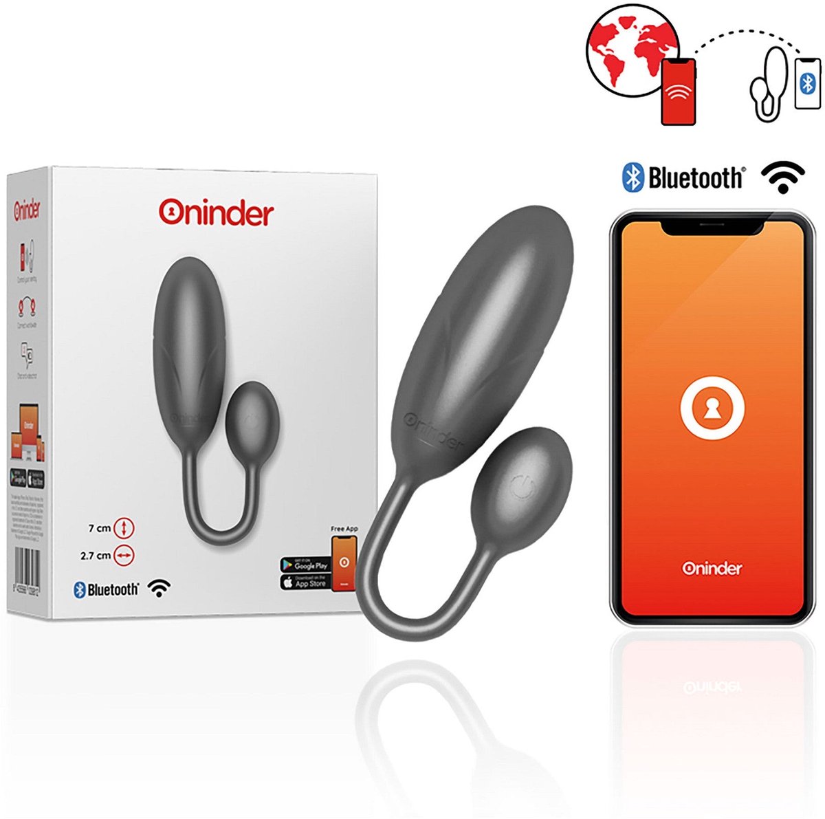 ONINDER | Oninder - Denver Vibrating Egg Black 7 X 2.7 Cm Free App