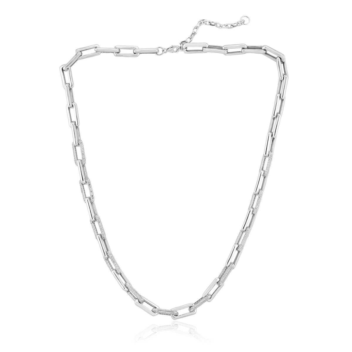 Cavill - Zilveren Ketting met 484 Tanzaniaanse Zirkonen - 925 Sterling Zilver - Verstelbare Elegante Ketting Dames - Tijdloos & Glanzend
