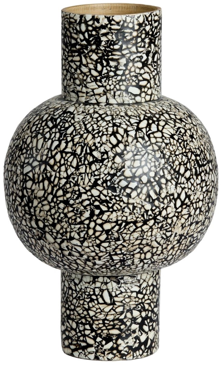 Light & Living Vaas Girona - Zwart - Ø24x38cm - Bamboe - Modern - Bloemenvaas - Woondecoratie - Decoratieve vaas voor woonkamer of slaapkamer