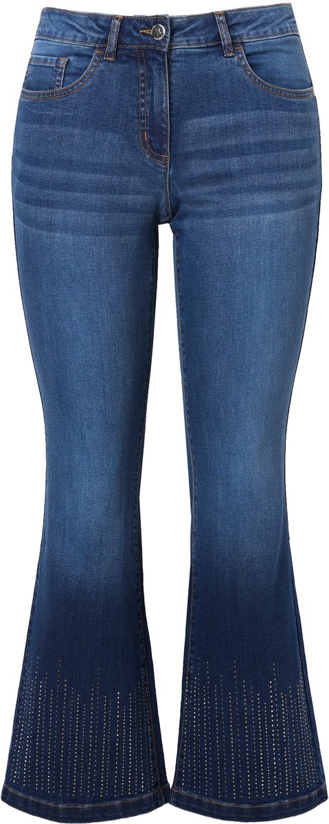 Angel of Style - Dames - Jeans Flared Fit glittersteentjes-zoom 5-pocket - Donkerblauw denim - Maat 58